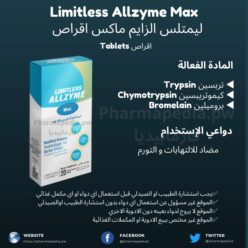 دواعي استعمال ليمتلس الزايم ماكس limitless allzyme max
