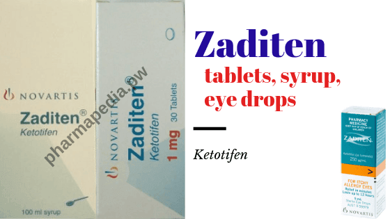 زاديتين اقراص 1 مجم ، شراب ، قطرة ، كيتوتيفين ، zaditen ketotifen