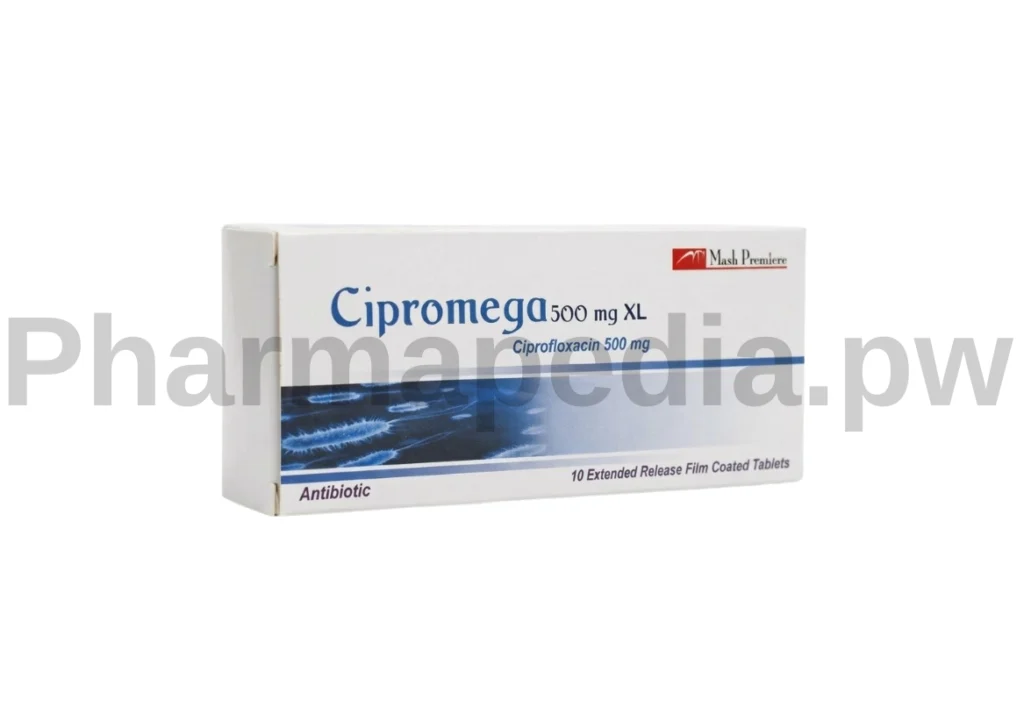 سيبروميجا أقراص مضاد حيوي لعدوي المسالك البولية Cipromega Tablets 500 مجم